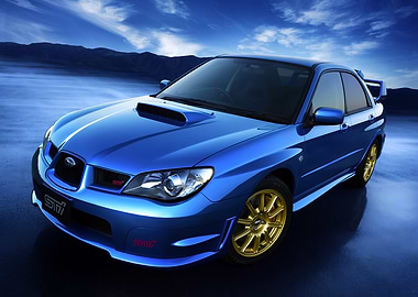 Blue Subaru Impreza WRX STI