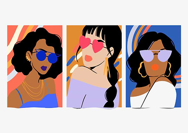 Abstract Women with Sunglasses Art