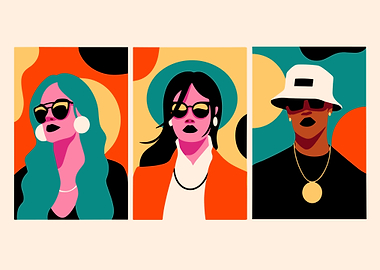 Three Stylish Portraits with Sunglasses