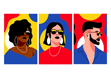 Diverse Portraits in Primary Colors