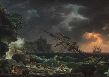 Shipwreck in Stormy Seas Painting