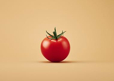 Single Tomato on Beige Background
