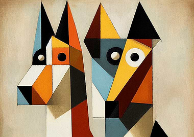Abstract Geometric Dog Portrait 01