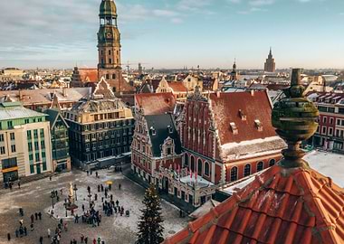 Riga cityscape with historic buildings