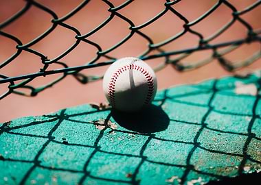 Baseball on Green Surface with Fence