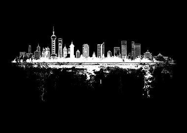 Shanghai Skyline Silhouette