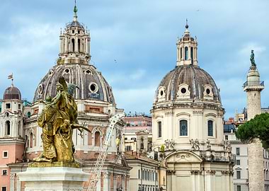 Rome Architecture with Statue and Domes