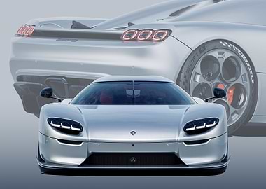 Silver Koenigsegg CC850 poster