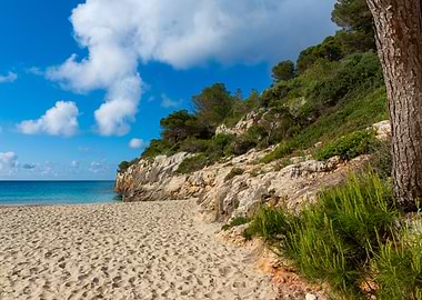 Beach with cliffs and blue sky Mallorca