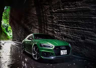 Green Audi RS5 in Stone Tunnel