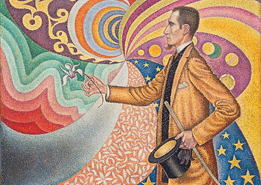 Paul Signac Pointillist Man with Flower and Hat