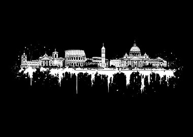 Rome Skyline Black and White