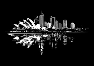 Sydney Opera House Skyline Reflection