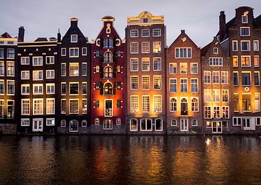 Amsterdam Canal Houses at Night