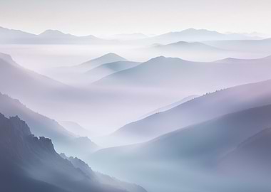 Misty Mountain Range Landscape