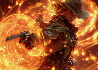 Fiery Cowboy Revolver