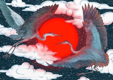 Heron's Midnight Moon Dance