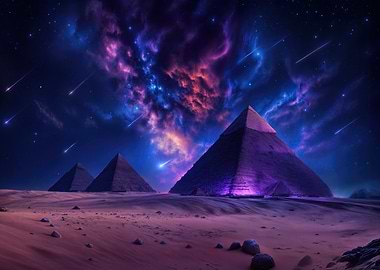 Egyptian Pyramids under a Cosmic Sky