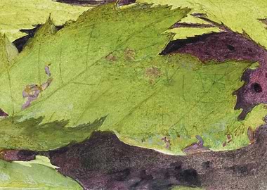 Watercolor Painting of Green Leaves