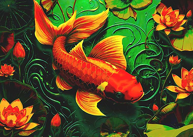 Koi Fish And Lotus