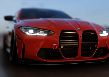 Red BMW M4 Front View