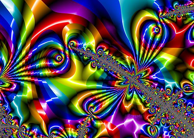 'Psychedelic Ribbonfinity' Abstract Fractal Art