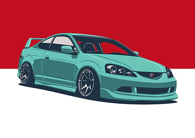 Teal Acura Integra Illustration