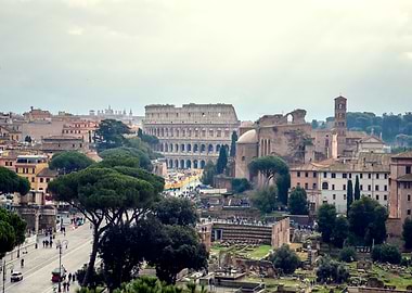 Rome cityscape with Colosseum view