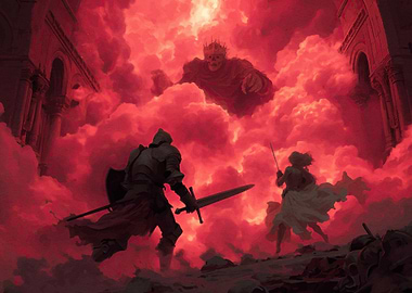Fantasy Battle Red Clouds