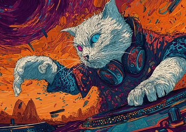 DJ Cat Headphones Turntable