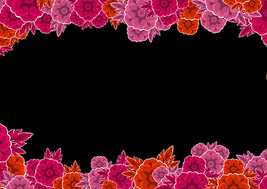 Floral Border on Black Background