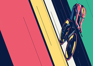 Cyclist in Motion with Colorful Background
