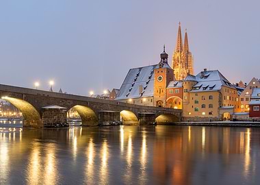 Regensburg, Germany: Stone Bridge and Cathedral