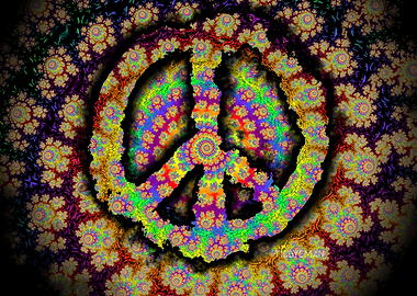 'Organic Fractal Peace Sign' Psychedelic Art