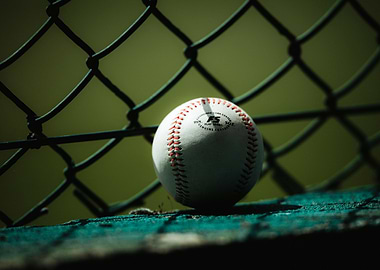 Baseball on Fence