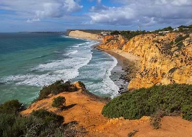Algarve Coastline Landscape In Portugal