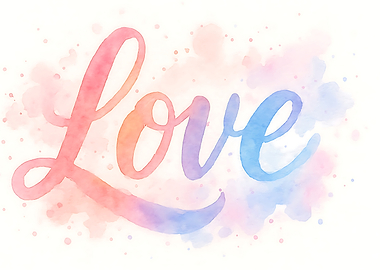 Watercolor Love Text