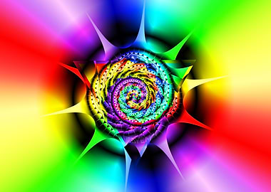 'Rainbow Cone Triangular Spiral' Fractal Art