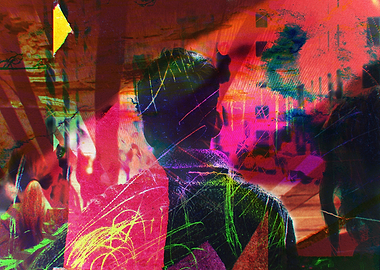 Abstract Night Portrait with Vibrant Colors