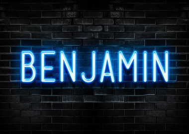 Benjamin Neon Sign on Brick Wall