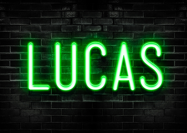 Lucas Neon Sign on Brick Wall
