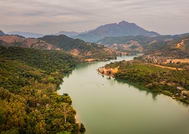 River winding through mountainous landscape
