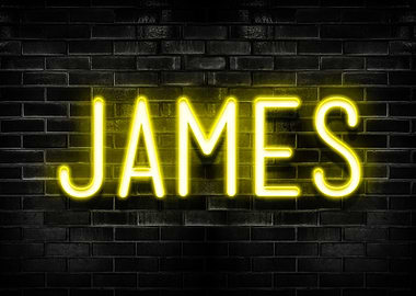 James Neon Sign on Brick Wall