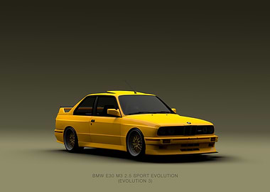 Yellow BMW E30 M3 Sport Evolution