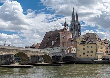 Regensburg, Germany: Stone Bridge and Architecture