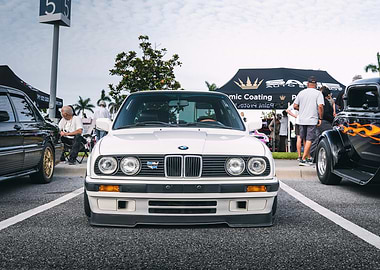 White BMW E30 at Carshow