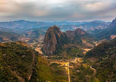 Mountainous Landscape with Village