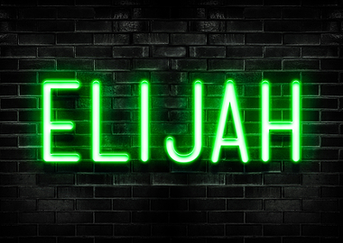 Elijah Neon Sign on Brick Wall