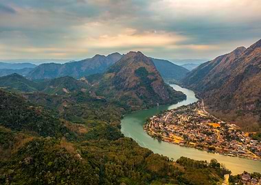 Aerial view of a river valley