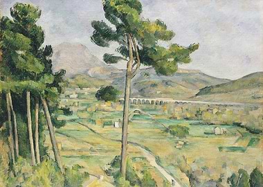 Landscape with Trees and Aqueduct Painting